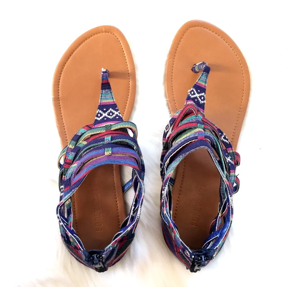 FOREVER 21 Colorful strappy sandals—never worn out—Size 10 - Picture 4 of 4